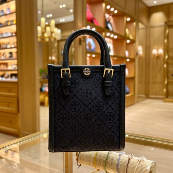 Tory Burch T Monogram Zip Tote in Black