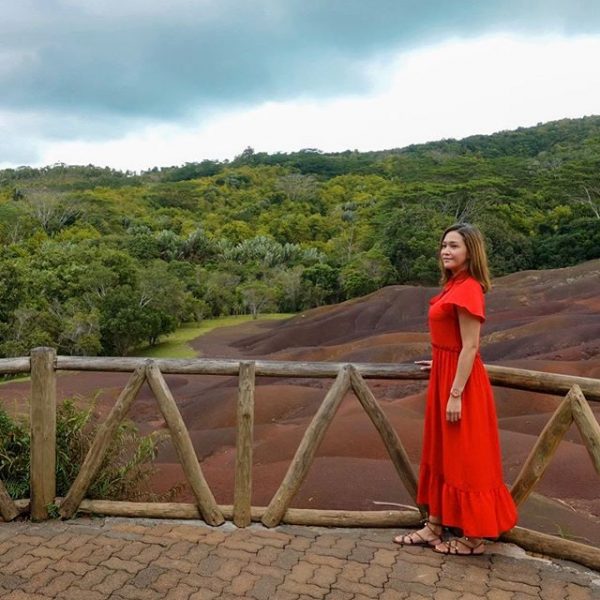 Maia Estianty wearing REDValentino in Mauritius