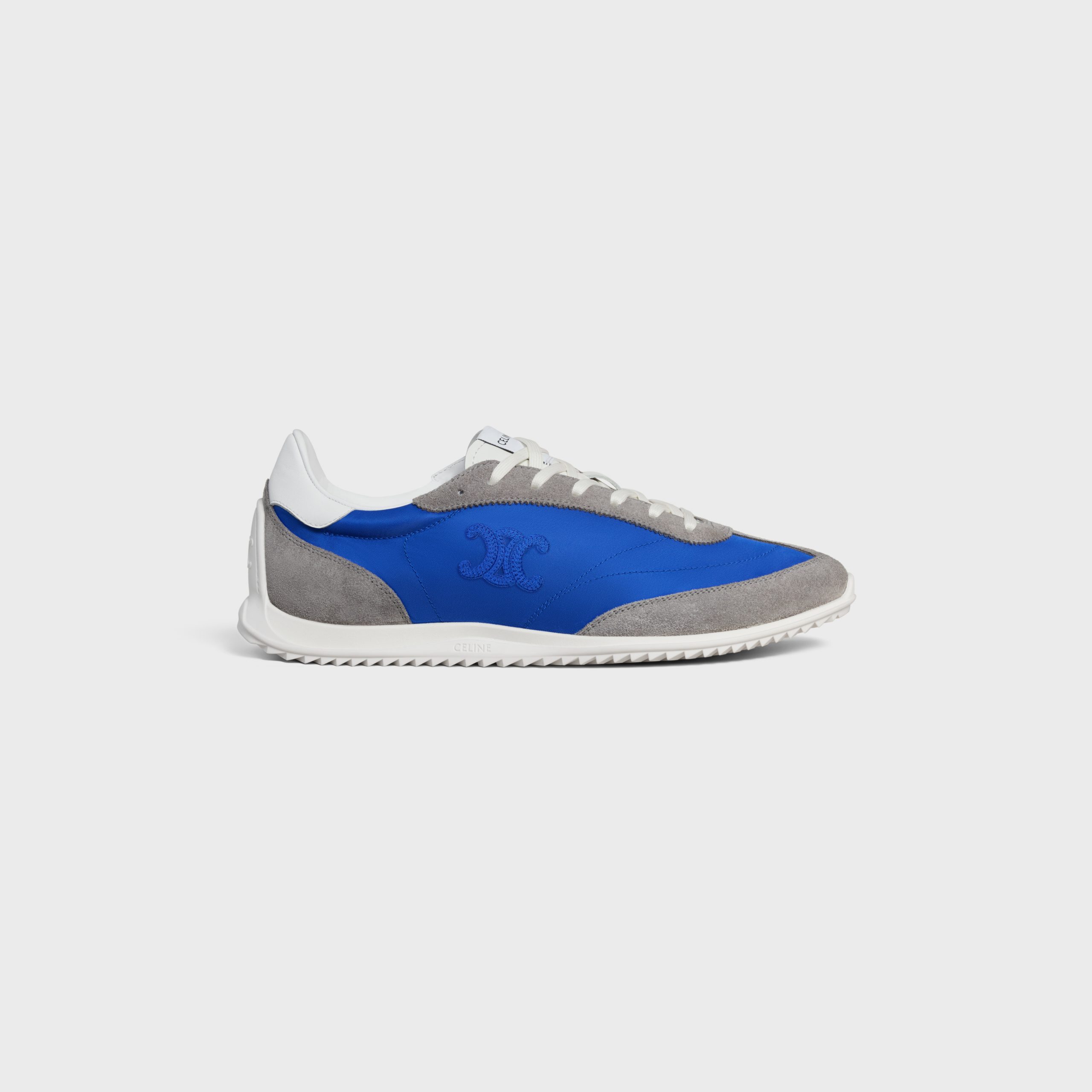 CELINE RACER SNEAKER WITH TRIOMPHE IN ELECTRIC BLUE NYLON & SUEDE 364945257C.07BE_1_FALL25_M