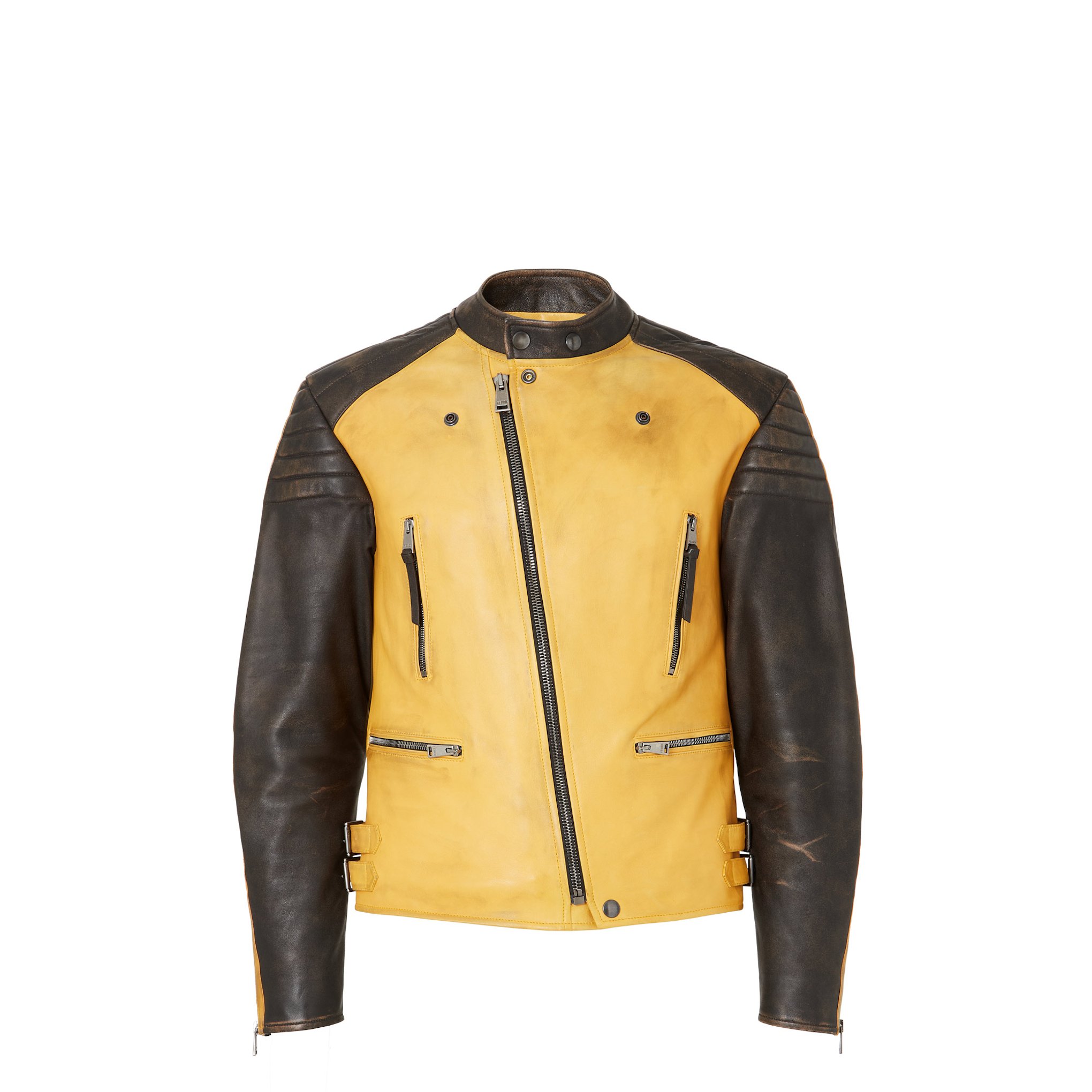 FENDI Brown and Yellow Nappa Leather Jacket